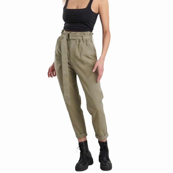 Garage Pants - Garage Paper Bag High Waist Belted Pants B3